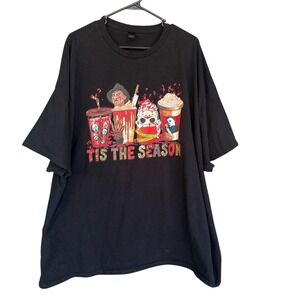 Gildan Shirt Mens Big 4XL Black 'Tis The Season Horror Movie Villains Tee